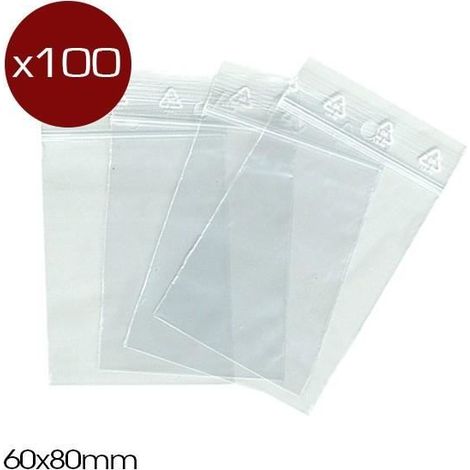 Boîte de 100 sachets zip 50µ 60x80mm