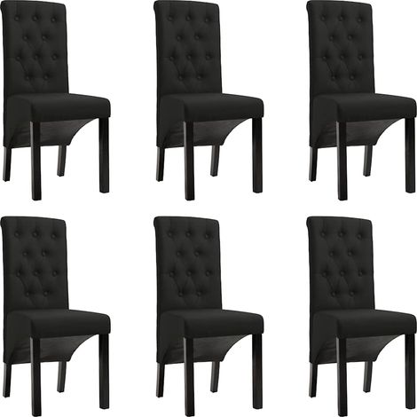 vidaXL Sillas de comedor giratorias 6 unidades tela negras (1/5)