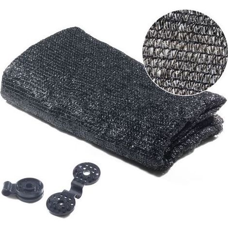 Fabric of shading black 50%, net of shading, net of shading of vegetable garden, net of shading of garden rectangular, balcony, cutting-wind, 2M of large and 6M of long with 16 clips (1/4)