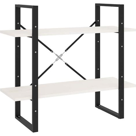 Étagère de Rangement Bibliothèque à 2 niveaux, Montage facile, Blanc 80x30x70 cm Bois de pin massif OIB1094E (1/5)