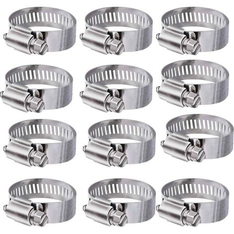 Collier de Serrage 304 Collier INOX Ajustable en Acier Inoxydable Tuyau Pinces Clips Fixationpour Famille Tuyau d'eau,réservoir de gaz,Tube d'automobiles (16-25mm) (1/5)