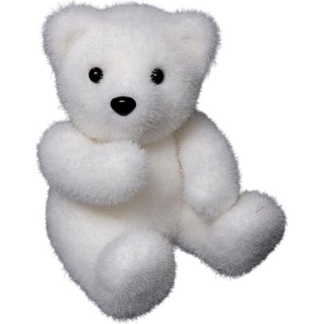 Paris Prix - Statuette Déco Ours Assis manteau 15cm Blanc (1/2)