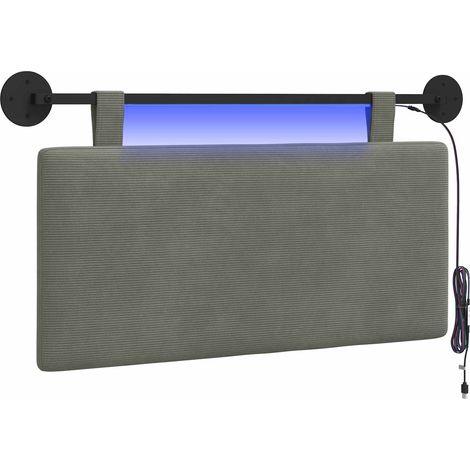 Testiera Testata del letto sospesa Con luce LED Grigio Chiaro Tessuto in Cords (1/5)
