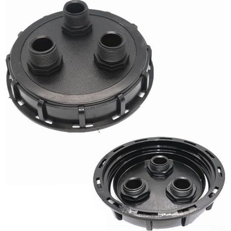Adaptateur de réservoir IBC – Couvercle ventilé avec filetage mâle de 2,5 cm pour réservoirs IBC DN150/163 mm – Bouchon de couvercle en plastique pour stockage d'eau et barils de pluie, Leak-P (1/4)