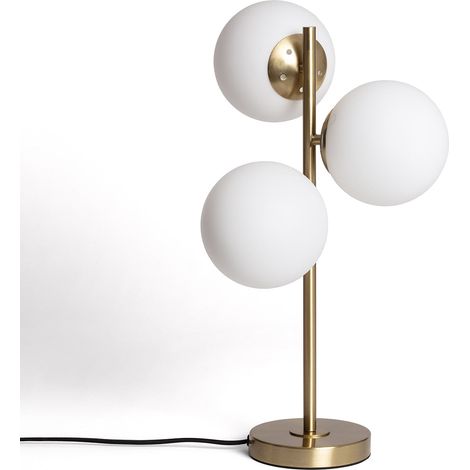 Ledkia – Lampe à poser métal et verre Moonlight Brass 3 spots doré – Ampoule E27 – Lumière personnalisable – Pour salle à manger et bureau