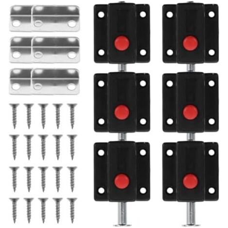 6 Pièces Loquets À Ressort Pour Meubles Verrou Coulissant Avec Bouton Abs Noir Quincaillerie De Placards Et Armoires Accessoires Du Meuble Résistants 5.30X3.60X2.80Cm -