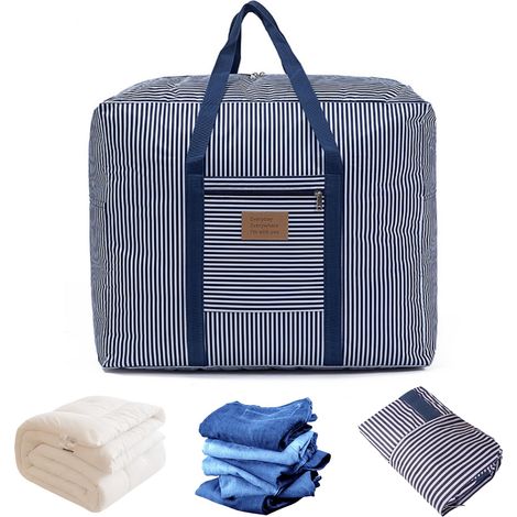 90L Grand Sac de Rangement avec Poignées Robustes et Éclair, 60 x 50 x 30cm Organiseur Sac de Rangement Imperméable, Sac de Rangement en Tissu Oxford , pour Vêtements, Couettes, Couvertures (1/5)