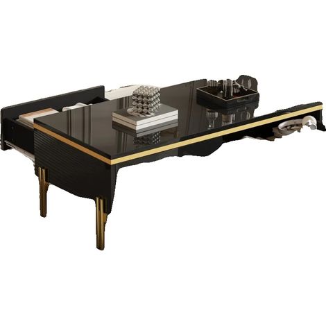 Table Basse, Finition Haute Brillance Moderne, Design Multifonctionnel, table de café noir (1/2)