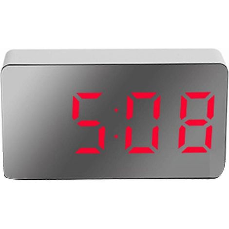 Mini réveil numérique multifonction LED avec surface miroir pour la chambre à coucher (1/5)