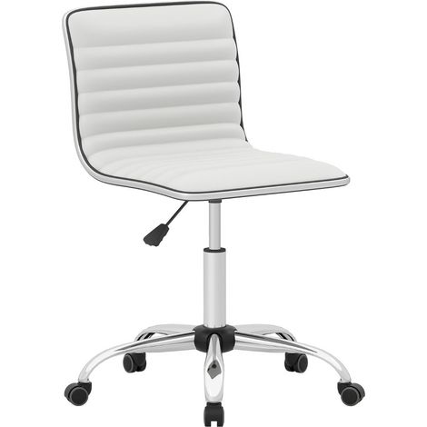 Chaise de bureau ajustable siège pivotant 51 x 45 x 82-96,5 cm confort optimal design moderne en simili-cuir blanc