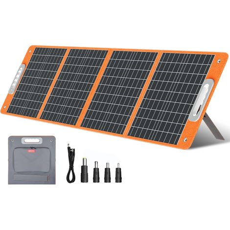 FlashFish Panneau solaire pliable 18 V/100 W,Chargeur solaire portable,Sortie CC - Type C/QC3.0 - Monocrystalline Panneaux solaires photovoltaïques Pour tablette,Camping,Pêche (1/5)