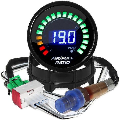 Indicateur numérique de rapport air-carburant de 52 mm avec capteur d'oxygène à bande étroite, adapté aux véhicules 12 V, aux voltmètres automobiles et aux tableaux de bord de course. (1/4)
