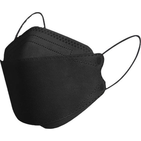 Lot de 50 masques jetables Kf94 noirs, protection 4 couches en tissu non tissé, masque 3D forme poisson, filtration haute performance (1/3)
