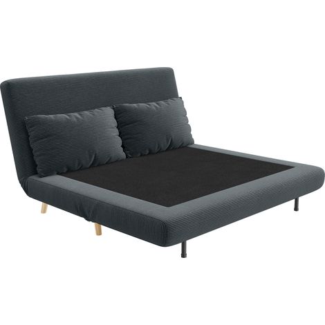Schlafsofa, Gästebett, 3-fach verstellbare Rückenlehne, Kordoptik, bis 120 kg, 141 x 90 x 81 cm, Dunkelgrau (1/5)
