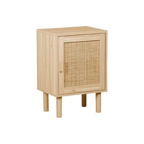 Mesita de noche dormitorio Decor acabado pino/rattan, 58cm(alto) 40cm(ancho) 30cm(fondo). (1/2)