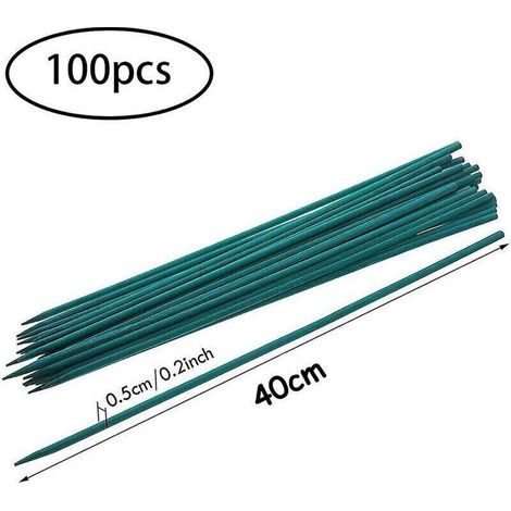 Tuteur pour plantes grimpantes en bois vert avec liens métalliques Support pour plantes (50 pièce)