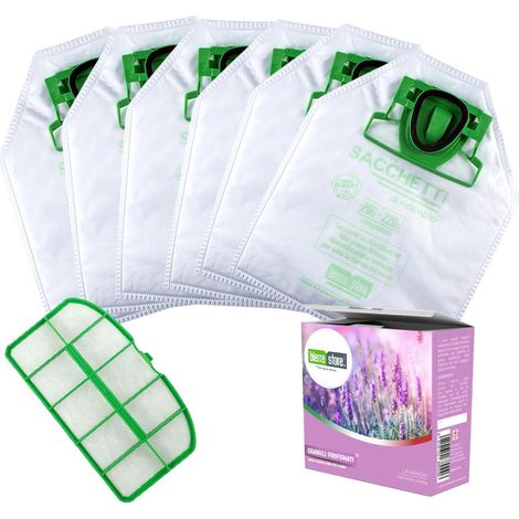 Sacchetti folletto vk 200 - 220s 6 pz + granuli lavanda+ filtri compatibili (1/2)