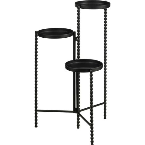Porte-plante à 3 Niveaux en Fer Noir Support pour Pots de Fleurs 40 x 40 x 70 cm - PANGIVO (1/5)