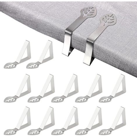 12 pièces pinces à nappe, pinces de table de pique-nique en forme de feuille supports de nappe robustes pinces de couverture de table de pique-nique décoratives en acier inoxydable pour camping restau (1/5)