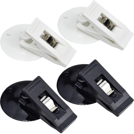 ALLIANDIS2 Paires Pinces à Ventouse pour Voiture, Ventouses de Fixation Support Ticket Pare Brise Ventouse Crochet pour Pare Soleil, Rideau, Vêtements, Blanc + Noir (1/5)