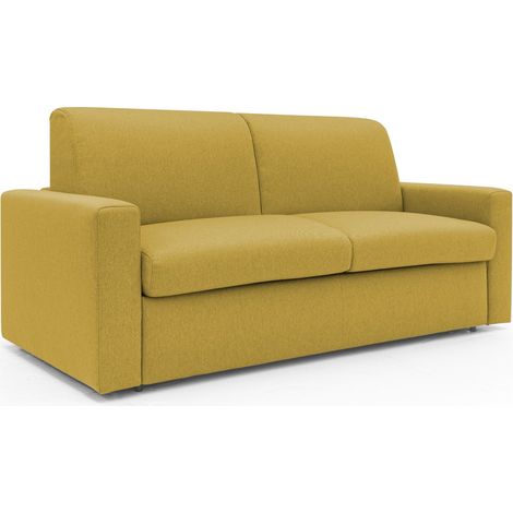 Kansas Schlafsofa mit 20 cm hohen Matratze aus wasserfestem Baumwollmischgewebe T13 212 cm (mat. 160x197) gelb