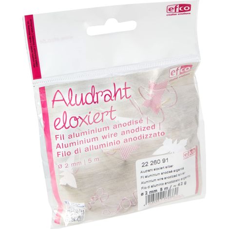 EFCO - Filo di Alluminio Aludraht da ø 2 mm, matassa da 42 g, 5 m, Argento