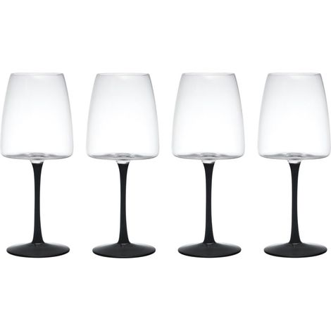 Mikasa Palermo Crystal Set de 4 Bicchieri de Vino Rosso, 450ml, Gambo Nero, Cristallo 100% Free de Piombo, in Confezione Regalo de, Lavabile in Lavastoviglie (1/5)