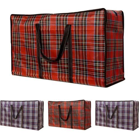 4 Pièces Sac déménagement, Oxford Sac de Rangement Vetement Sac Cabas Grand - Réutilisable Sacs à Linge Laundry Storage Bags Zipper Bag (bleu rouge) (1/4)