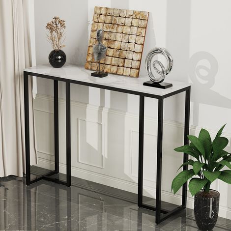 Konsolentisch Marmor Beistelltisch mit Metallrahmen Flurtisch moderner Sofatisch für Wohnzimmer Flur, 100x30x78.5cm (1/5)