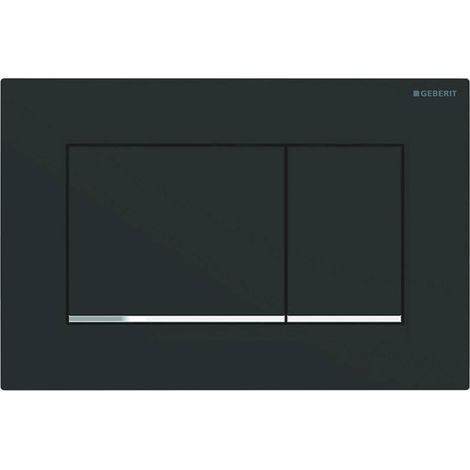 Compatible Geberit Sigma30 115.883.14.1 Plaque Déclenchement - Rinçage Double Quantité Actionnement Frontal Noir avec Rayures Chromées (1/4)