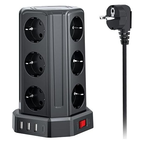 Multiprise avec Interrupteur, 12 AC Sorties 5M Rallonge Electrique (1/5)