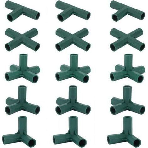 Cyslmuk – Lot de 15 connecteurs de cadre de serre 16 mm – 5 types de connecteurs pour construction de serre – Plastique résistant aux chocs (1/5)