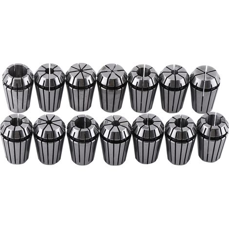 Jeu de 14 pinces à ressort ER20 pour machines de gravure CNC et tours de fraisage, diamètre 1/16" à 1/2". (1/5)