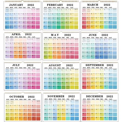 Wandkalender 2022 (12 Monate), 38,4 x 29,5 cm, Jahresplaner von Januar bis Dezember, Planungsorganisator für Schule und Büro, Management und Organisation. (1/4)