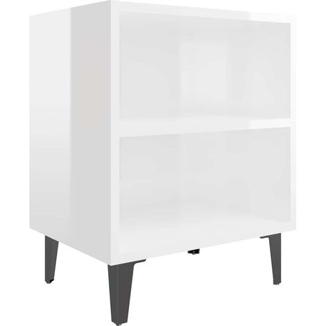 Maison Exclusive - Mesita de noche con patas de metal blanco bril (1/5)