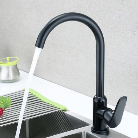 Robinet De Cuisine - Bec Haut Pivotant 360° - Mitigeur Évier Chaud Froid - Noir Mat - 1 Pièce (1/4)