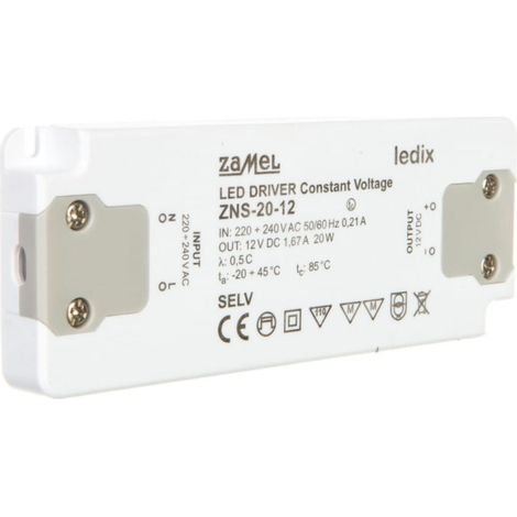 Alimentatore LED sottile 12V DC 20W ZNS-20-12 LDX10000138