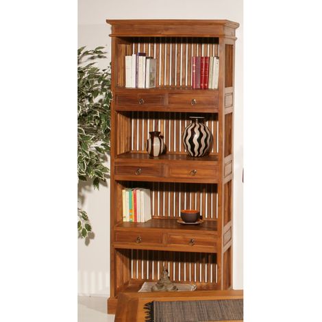 API - Étagère bibliothèque marron 6 tiroirs bois Teck (1/3)