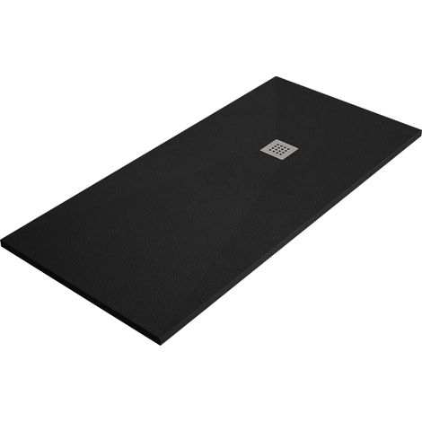 Receveur de douche ARDESIA 75x120 cm Noir grille en acier (1/3)