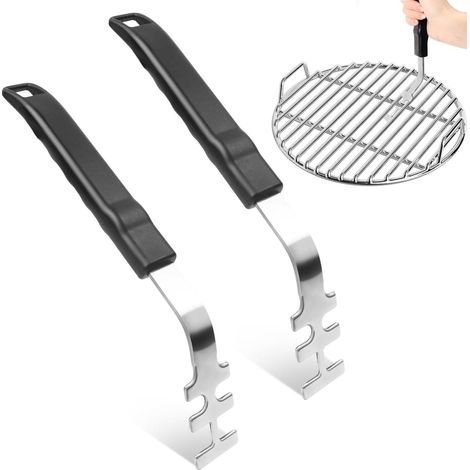 ensemble de 2 lève-grille barbecue résistant chaleur poignée antidérapante maison camping accessoires barbecue (1/5)