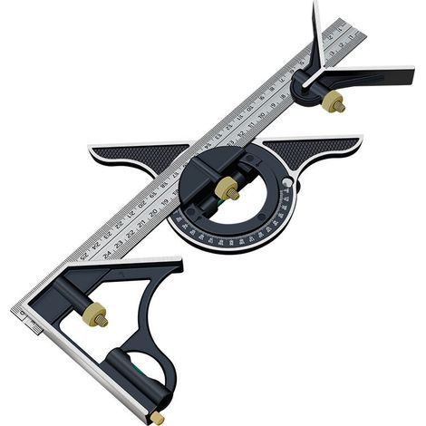 Équerre Combinée Règle Menuisier Multifonctionn Metal Equerre Réglable Angle Charpentier Outil,300MM (1/5)