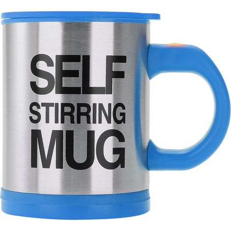 Tasse électrique en acier inoxydable 301-400ml bleue, gobelet mélangeur automatique pour lait, jus et café. (1/5)