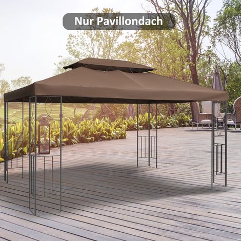 Outsunny Ersatzdach für Gartenpavillons 3x4m Polyester Kaffee