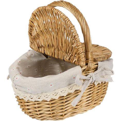 Panier de pique-nique en osier, rangement en lin pour aliments, collations, fruits, service à la maison (1/5)