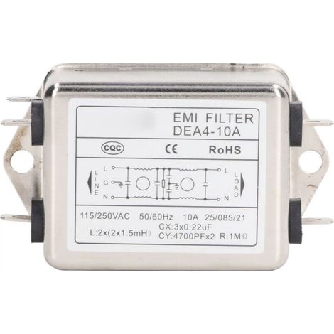 Power Line Filter Noise Suppressor EMI Power Supply Filter Noise Suppressor Audio Purifier AC Single Phase AC115v/250v 50/60hz 10a Chip Type (1/5)