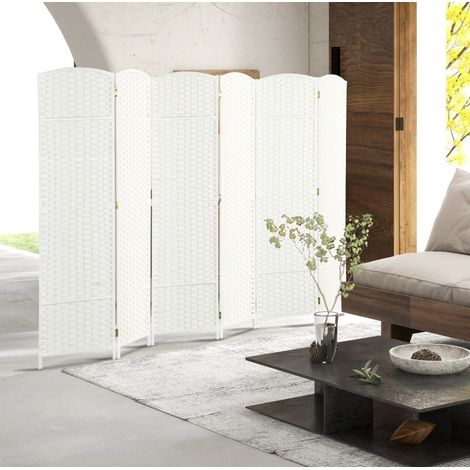 6-Panel-Raumteiler, klappbar, 240 x 170 cm, Holz und Polypropylen, weiß HAVRYA (1/5)