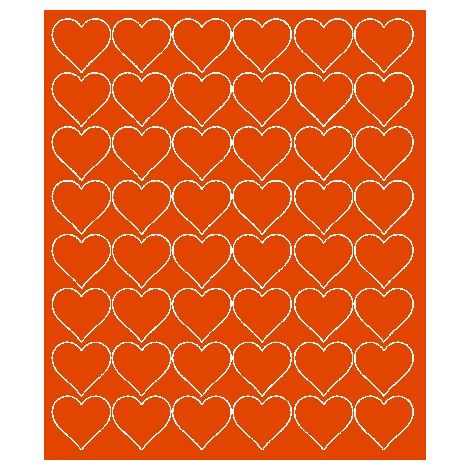 Pegatinas de corazones para el Día de San Valentín, 3 cm, 48 unidades. Naranja brillante.