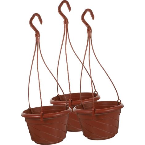 minkissy Lot de 3 pots fleurs suspendus en plastique pour chlorophytum avec crochet rouge (1/5)
