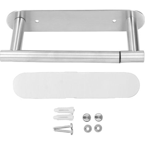 Multifunktionaler, wandmontierter Toilettenpapierhalter aus Edelstahl 304 für Bad und Küche mit Zubehör (294 g, 19 x 8 cm) (1/5)