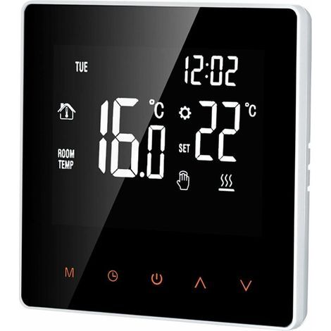 Termostato digitale 16 A - Schermo LCD - Touch screen - Programmabile - Per casa, scuola, ufficio, hotel, bianco (1/4)